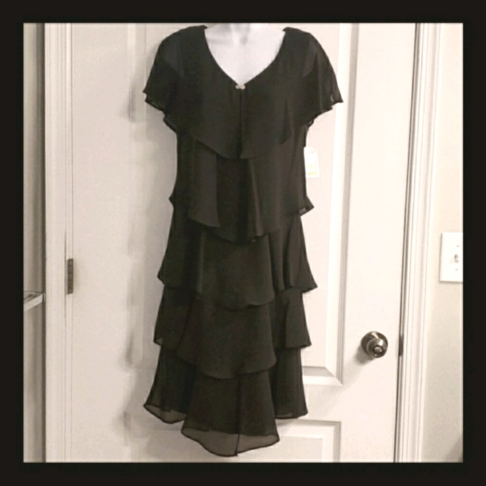 SNLY Black Layered Bling Accented Dress 6  NWT